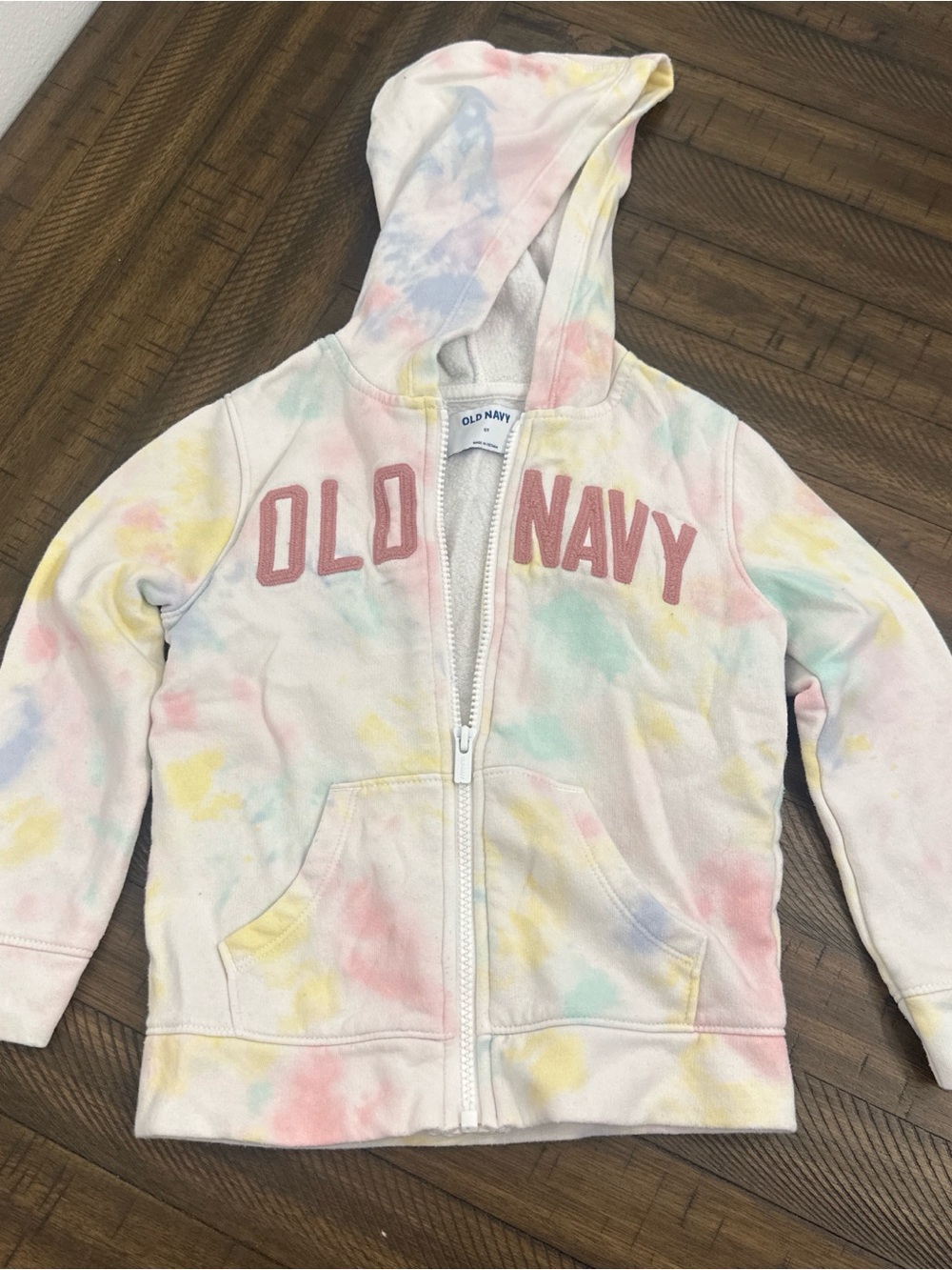 Old Navy Kids Pastel Tie-Dye Zip Hoodie — Pink, Yellow, Blue, Mint